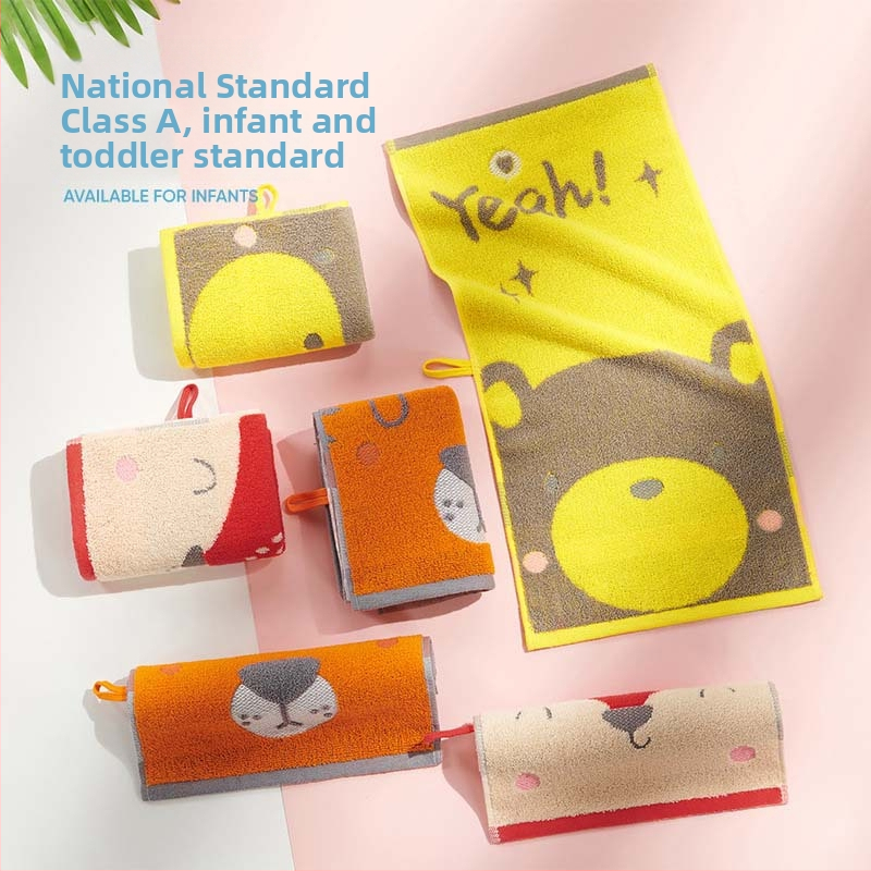 Dječji izvezeni mali ručnik za lice od 100% pamuka, jacquard tkanina, crtić dizajn, težina 50–80 g, Klasa A