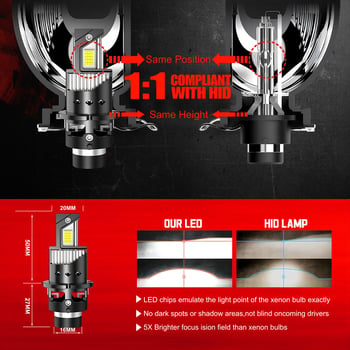 LED prednje svjetlo za D2S/D2R i D4S/D4R s integriranim visokim i niskim snopom, 35W 12V 12000LM IP68 30000h
