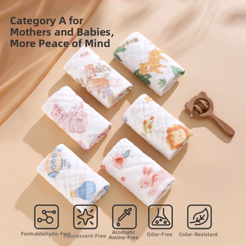 Baba szájkendő tiszta pamutból, újszülötteknek, rajzfilm mintával, 95% pamut, vízálló és szennyeződés-mentes