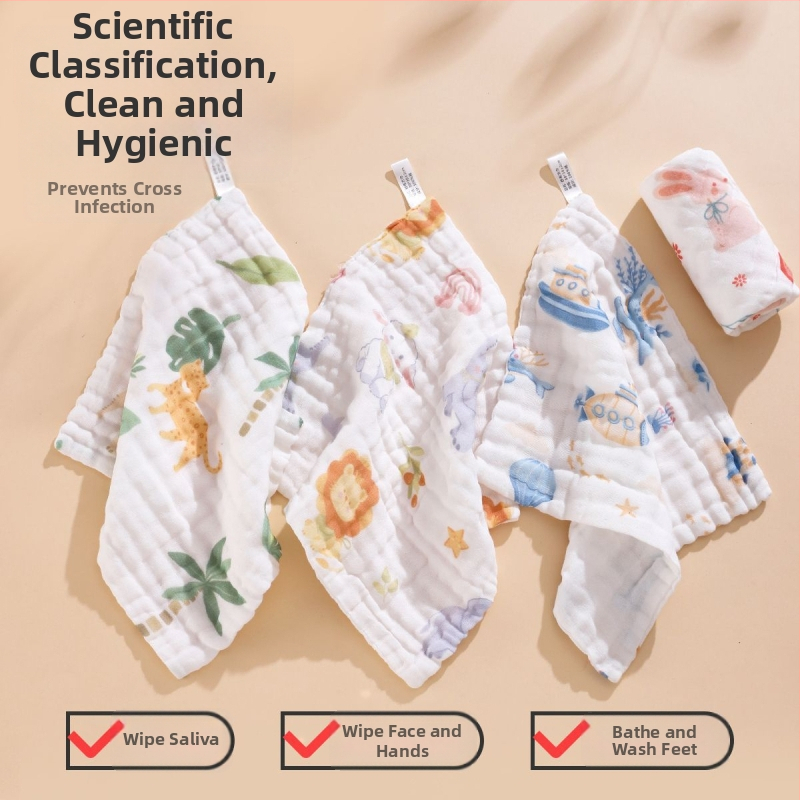 Baba szájkendő tiszta pamutból, újszülötteknek, rajzfilm mintával, 95% pamut, vízálló és szennyeződés-mentes