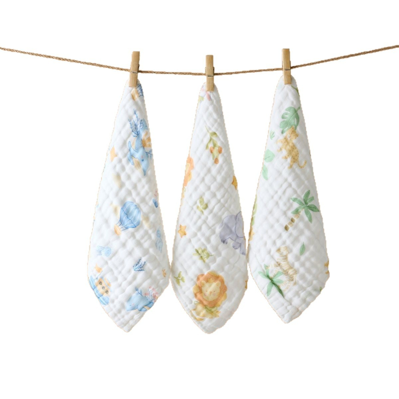 Baba szájkendő tiszta pamutból, újszülötteknek, rajzfilm mintával, 95% pamut, vízálló és szennyeződés-mentes