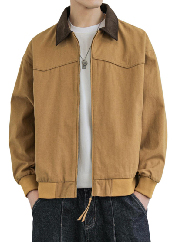 Khaki muška radna jakna s reverom, lagana kordurojna vanjska jakna za jesen i proljeće, vintage američki stil