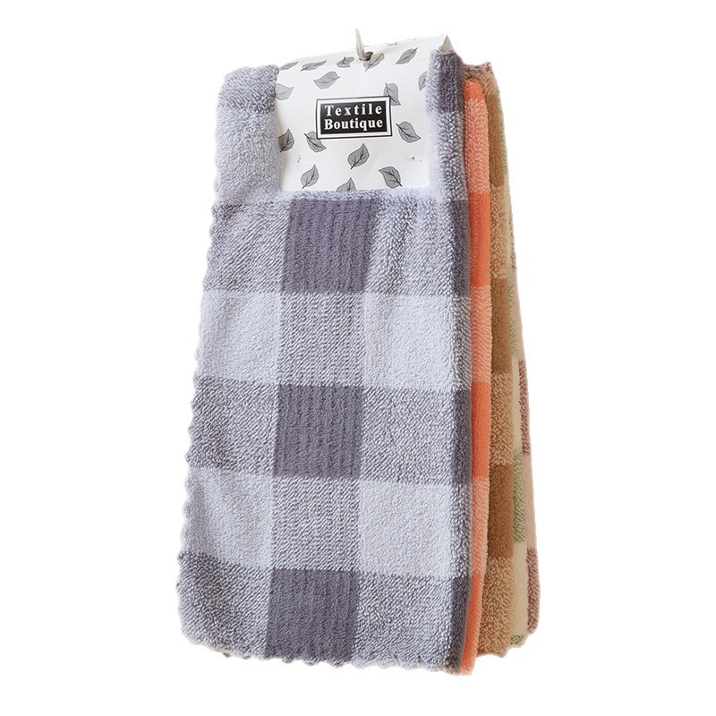 Koralni fleece ručnik, mali kvadratni dizajn, 300 g, mješovita pređa, plaid serija, upijanje 11–15 s, mogućnost tiskanja logotipa