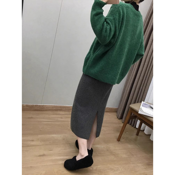 Fustă creion midi, culoare solidă, țesătură poliester-elastan, elasticitate micro, Huaishan
