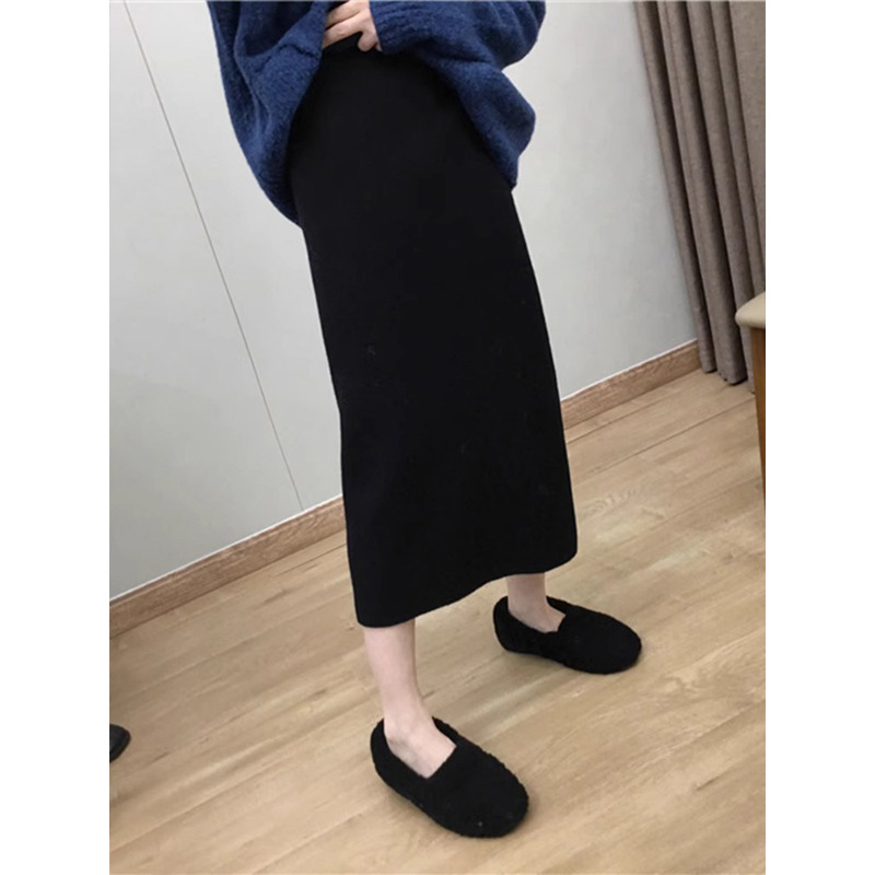 Fustă creion midi, culoare solidă, țesătură poliester-elastan, elasticitate micro, Huaishan