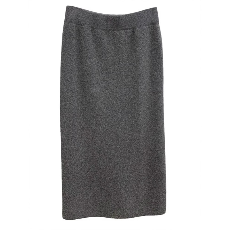 Fustă creion midi, culoare solidă, țesătură poliester-elastan, elasticitate micro, Huaishan