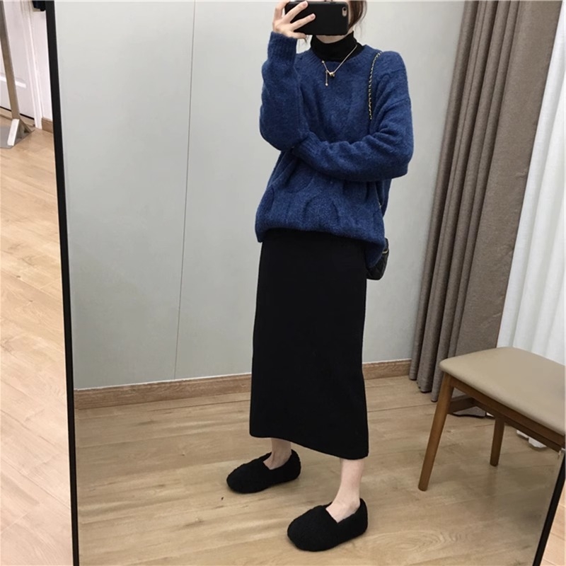 Fustă creion midi, culoare solidă, țesătură poliester-elastan, elasticitate micro, Huaishan
