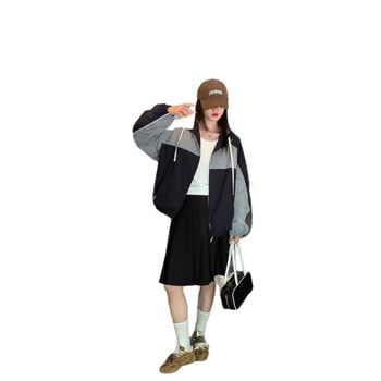 Fustă plisată în A, croială drapată, material principal: poliester 70–80%, toamnă 2025, stil casual japonez-coreean