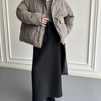 Fustă lungă PVC, talie înaltă, slit, Hepburn francez inspirat, stil regal