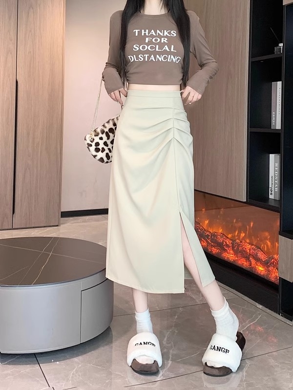 Fustă midi în linie A, cu despicătură, poliester, model 3D, tratament anti-șifonare, 80–90% poliester, vară 2024