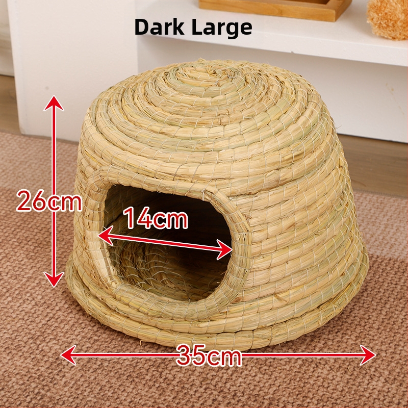 Slamnato gnijezdo u obliku dvorca za kućne ljubimce: zečeve, guinejske svinje i druge male glodavce