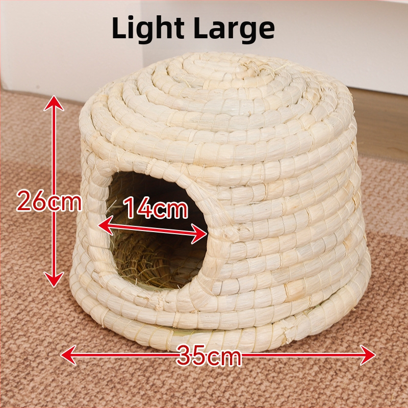 Slamnato gnijezdo u obliku dvorca za kućne ljubimce: zečeve, guinejske svinje i druge male glodavce