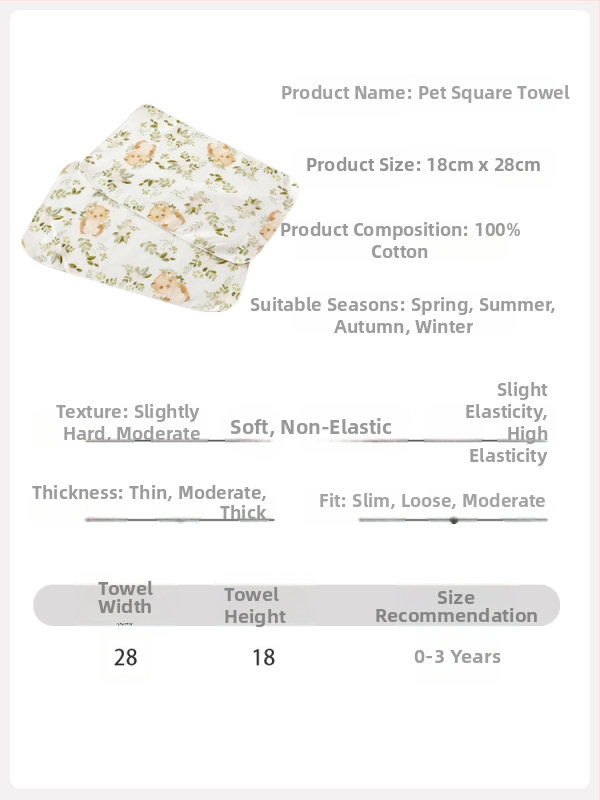 Újszülött négyzet alakú törölköző, 100% pamut, 0–1 éves korosztálynak, uniszex, 2025 tavasz