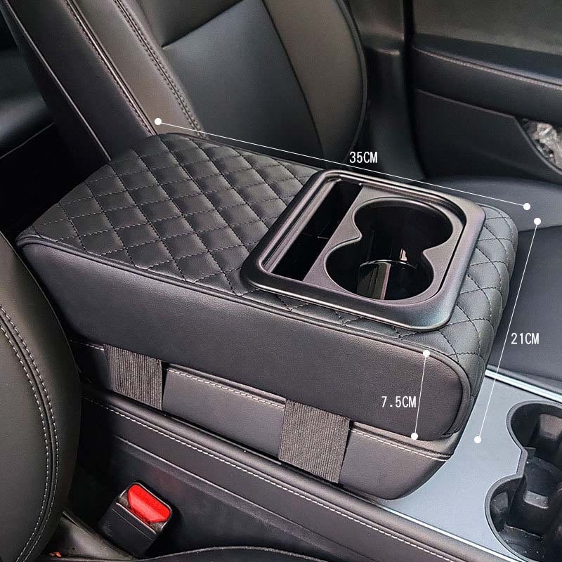 Kožni organizator središnjeg naslona za ruku u automobilu s držačem za čaše i spremnikom za pohranu, univerzalna kompatibilnost