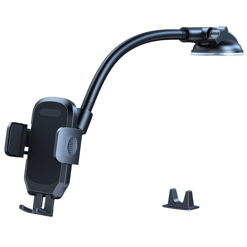 Държател за мобилен телефон за автомобил с вакуумна стойка и удължена рама, универсално съвместим за стъклено табло и приборен панел