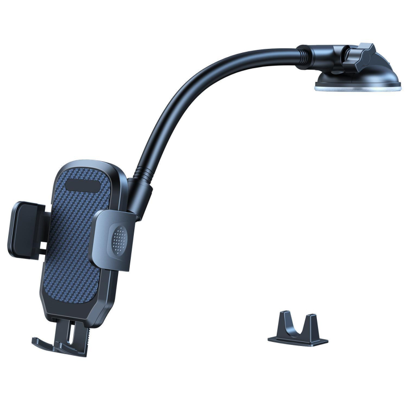 Държател за мобилен телефон за автомобил с вакуумна стойка и удължена рама, универсално съвместим за стъклено табло и приборен панел