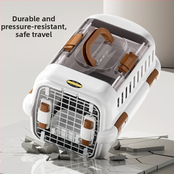 Чанта за домашни любимци за котки и малки кучета със прозорец, автомобилно монтирана котешка чанта, преносима клетка за зайци — ПП/ABS; капацитет до 7,5 кг; твърда конструкция