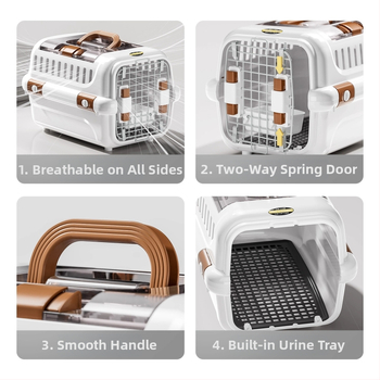 Чанта за домашни любимци за котки и малки кучета със прозорец, автомобилно монтирана котешка чанта, преносима клетка за зайци — ПП/ABS; капацитет до 7,5 кг; твърда конструкция