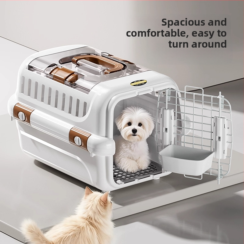 Чанта за домашни любимци за котки и малки кучета със прозорец, автомобилно монтирана котешка чанта, преносима клетка за зайци — ПП/ABS; капацитет до 7,5 кг; твърда конструкция