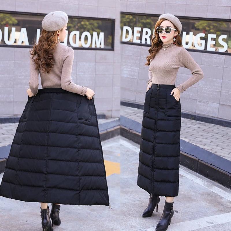 Ženska zimska suknja, novi jesen-zimski model, debela punjena down-cotton tkanina, midi do dugog, jednostavan stil