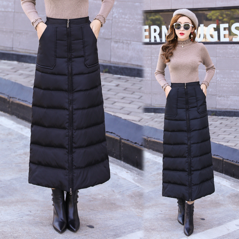 Ženska zimska suknja, novi jesen-zimski model, debela punjena down-cotton tkanina, midi do dugog, jednostavan stil
