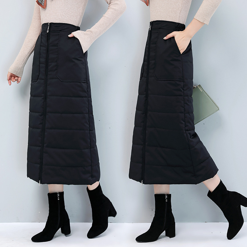 Ženska zimska suknja, novi jesen-zimski model, debela punjena down-cotton tkanina, midi do dugog, jednostavan stil
