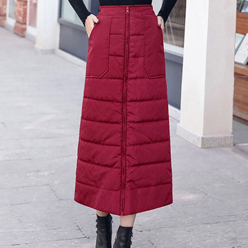 Ženska zimska suknja, novi jesen-zimski model, debela punjena down-cotton tkanina, midi do dugog, jednostavan stil