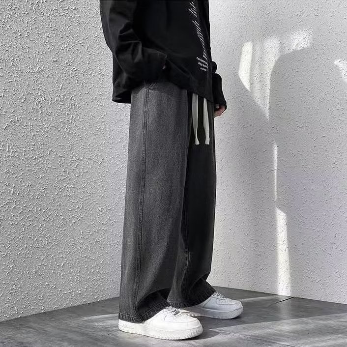 Мъжки дънки с прави крачета, деним 65% памук, средно повдигната талия, закопчаване с връзка