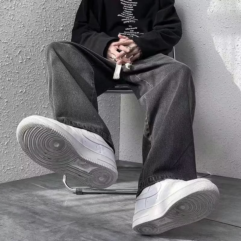 Мъжки дънки с прави крачета, деним 65% памук, средно повдигната талия, закопчаване с връзка