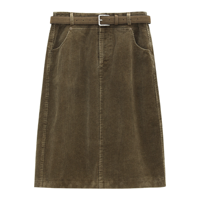Love and Nancy Thirteen Lines 2025 zima Corduroy ravna midi suknja za žene jednobojna vintage distressed