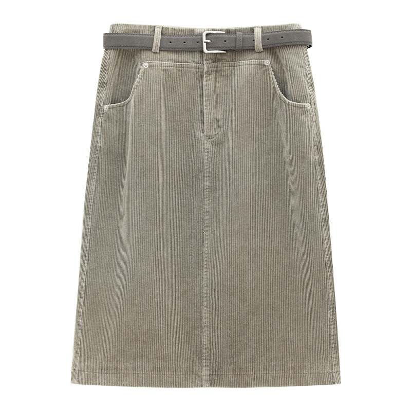 Love and Nancy Thirteen Lines 2025 zima Corduroy ravna midi suknja za žene jednobojna vintage distressed