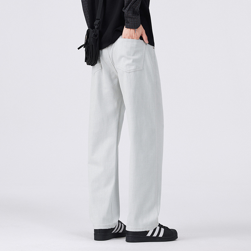 Muške široke farmerice ravnog kroja, pamuk denim, mikroelastični stretch, srednji pojas, zatvarač na zip