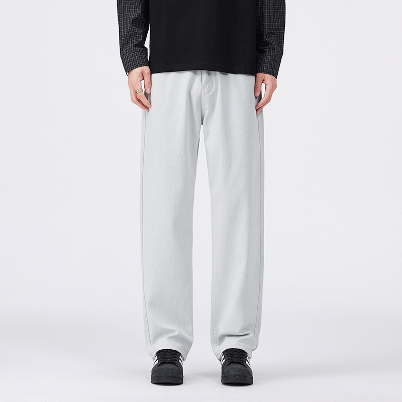 Muške široke farmerice ravnog kroja, pamuk denim, mikroelastični stretch, srednji pojas, zatvarač na zip