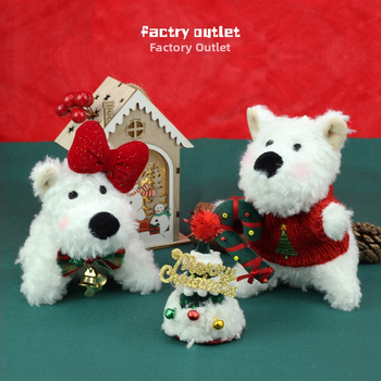 Плюшено кученце-ключодържател с коледен и новогодишен стил, къса плюшена козина, PP памучен пълнеж, подходящо за младежи на възраст 15–35 години