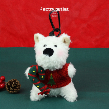 Плюшено кученце-ключодържател с коледен и новогодишен стил, къса плюшена козина, PP памучен пълнеж, подходящо за младежи на възраст 15–35 години