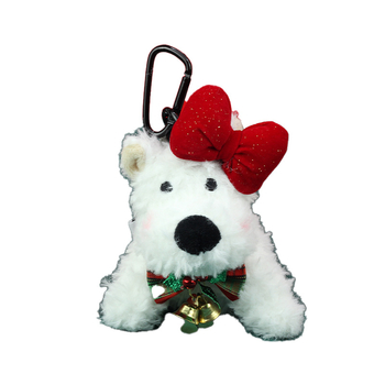 Плюшено кученце-ключодържател с коледен и новогодишен стил, къса плюшена козина, PP памучен пълнеж, подходящо за младежи на възраст 15–35 години