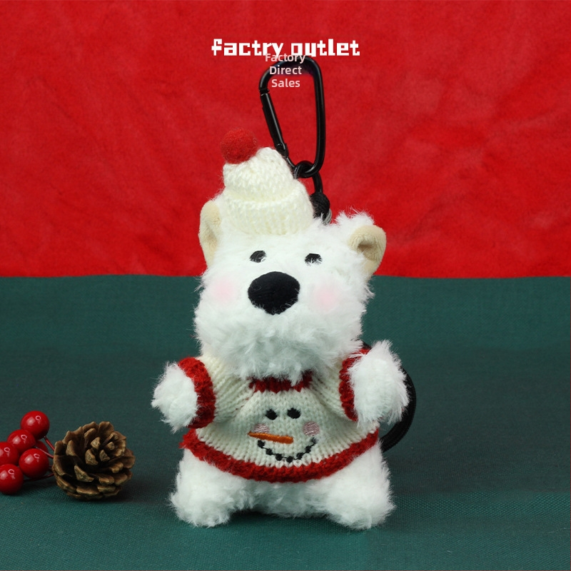 Плюшено кученце-ключодържател с коледен и новогодишен стил, къса плюшена козина, PP памучен пълнеж, подходящо за младежи на възраст 15–35 години