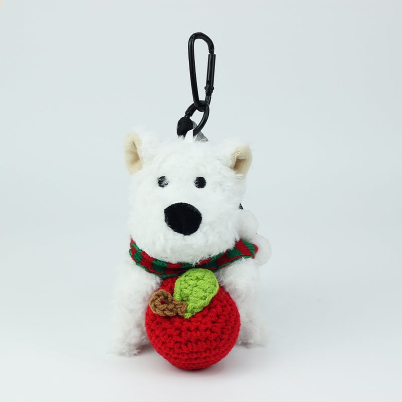 Плюшено кученце-ключодържател с коледен и новогодишен стил, къса плюшена козина, PP памучен пълнеж, подходящо за младежи на възраст 15–35 години