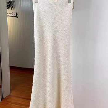 Suknja s ribljim repom i siluetom, resice, Chenille tkanina, Spandex mješavina, duga