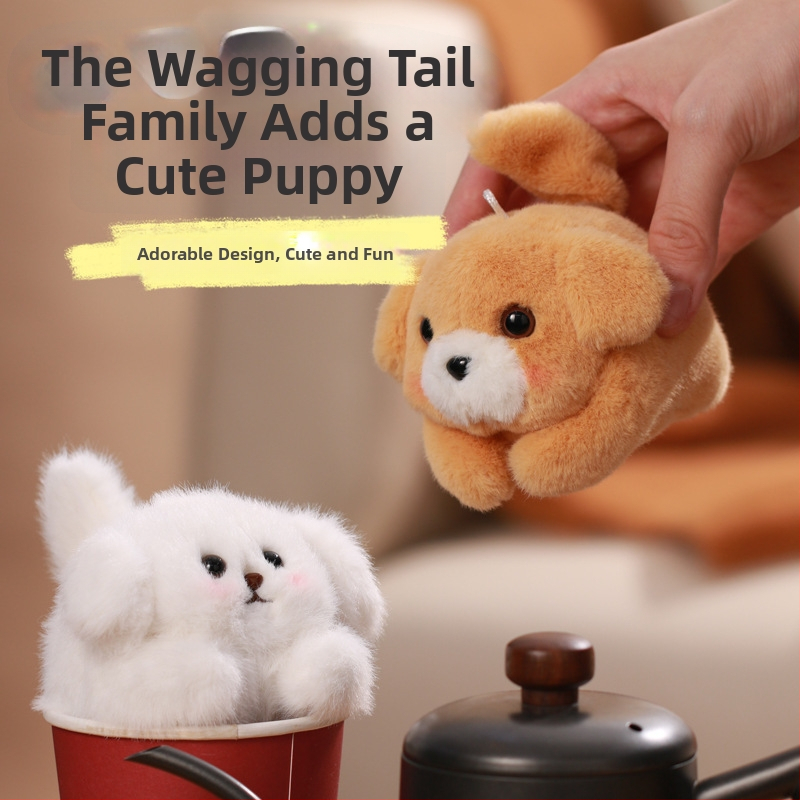 Lejier Плюшено кученце: подвижна опашка и звук, талисман за раница, полиестер с пълнеж PP памук