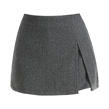Suknja od poliester-neilon smjese, visokim strukom i šlicem, elegantan uredski stil, jesen 2025
