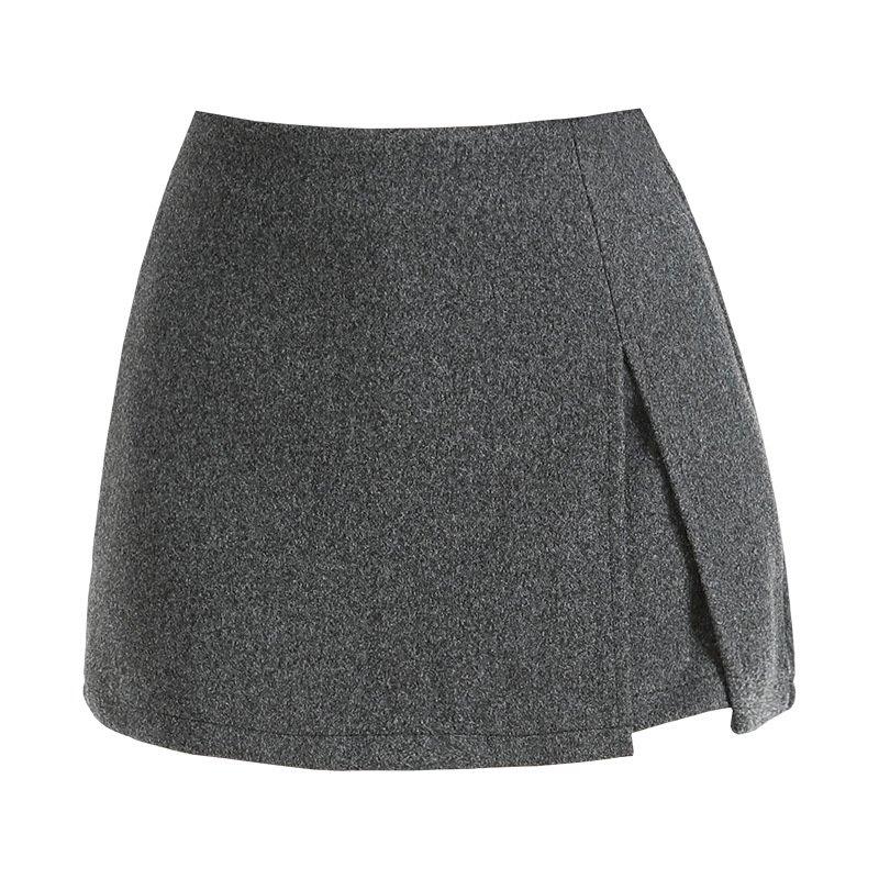 Suknja od poliester-neilon smjese, visokim strukom i šlicem, elegantan uredski stil, jesen 2025