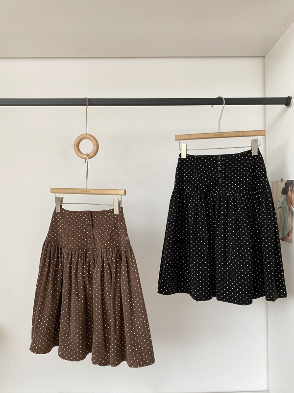 Kordurojasta suknja s točkicama, A-linijski midi stil, umjetnički retro stil