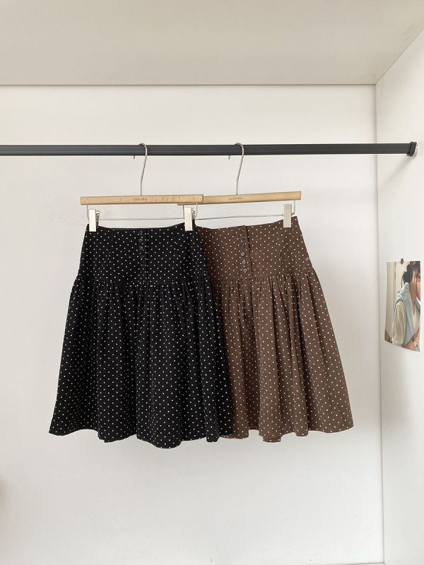 Kordurojasta suknja s točkicama, A-linijski midi stil, umjetnički retro stil