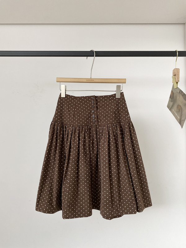 Kordurojasta suknja s točkicama, A-linijski midi stil, umjetnički retro stil