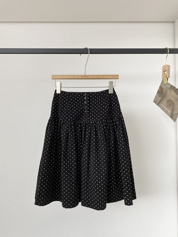 Kordurojasta suknja s točkicama, A-linijski midi stil, umjetnički retro stil