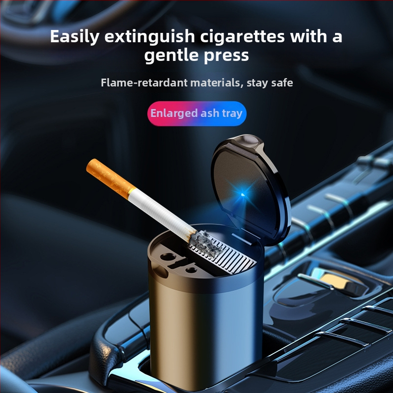 Καπνοαπορριμματοφόρος αυτοκινήτου με καπάκι και LED φως, κράμα αλουμινίου, μοντέλο CZ-YHG, 180 g, για εσωτερικό χώρο αυτοκινήτου