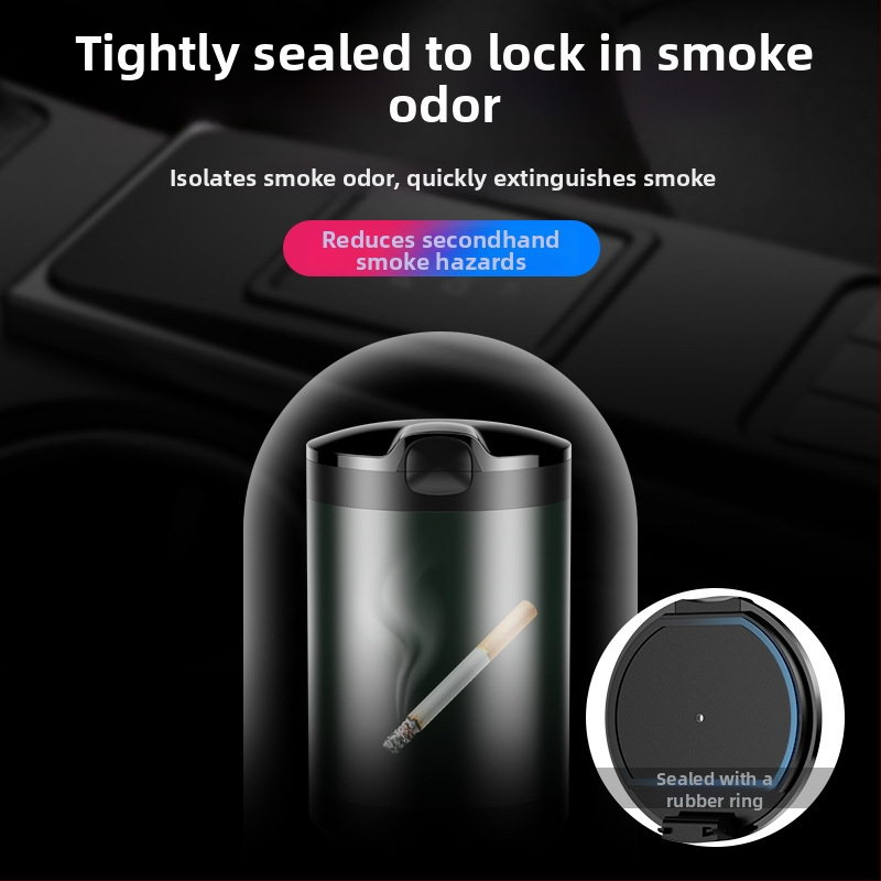 Καπνοαπορριμματοφόρος αυτοκινήτου με καπάκι και LED φως, κράμα αλουμινίου, μοντέλο CZ-YHG, 180 g, για εσωτερικό χώρο αυτοκινήτου