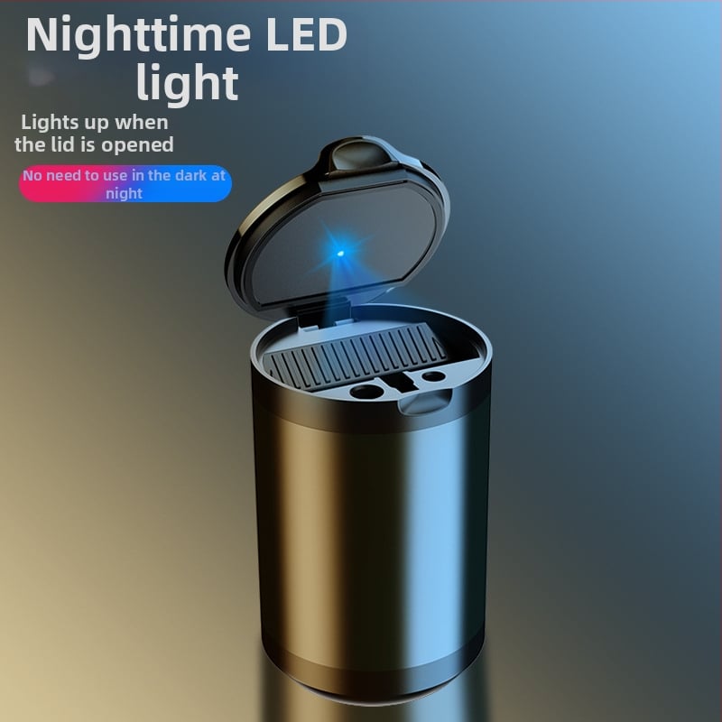 Καπνοαπορριμματοφόρος αυτοκινήτου με καπάκι και LED φως, κράμα αλουμινίου, μοντέλο CZ-YHG, 180 g, για εσωτερικό χώρο αυτοκινήτου