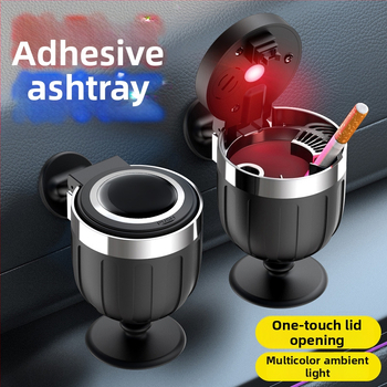 Τασάκι αυτοκινήτου για κονσόλα, Juteng, μοντέλο Wine Glass Ashtray, πλαστικό, κατάλληλο για αυτοκίνητο και σπίτι, αυτοκόλλητο με φωτισμό, λεία επιφάνεια